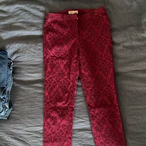 Michael Kors maroon pants with jacquard detailing